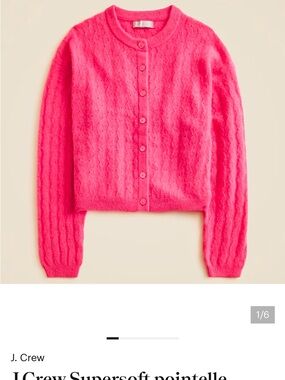 J. Crew Supersoft pointelle bubble-hem cardigan - Pink